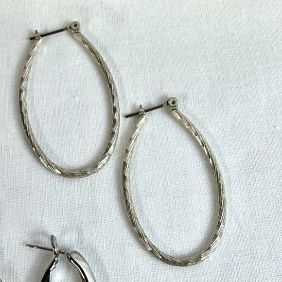 Silvertone Earrings Lot of 3: Hoop Dangle Drop Styles - Picture 2 of 5